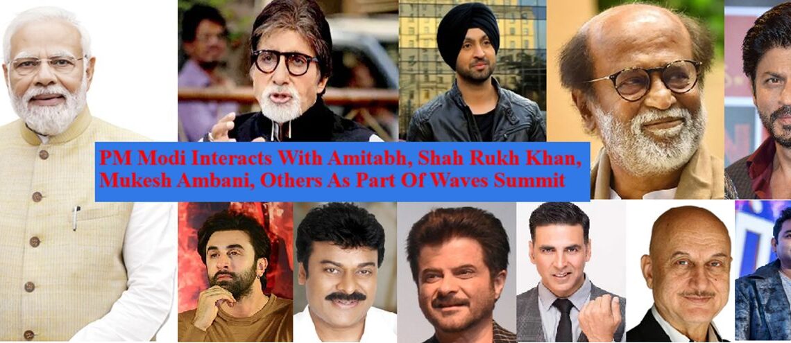 PM Modi Interacts With Amitabh, Shah Rukh Khan, Mukesh Ambani, Others As Part Of Waves Summit