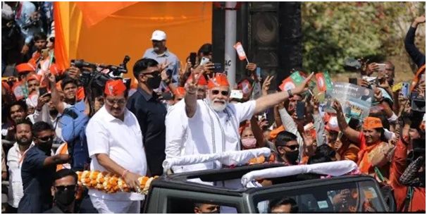 PM’s Modi’s grand roadshow in Gujarat after BJP’s spectacular win in 4 states