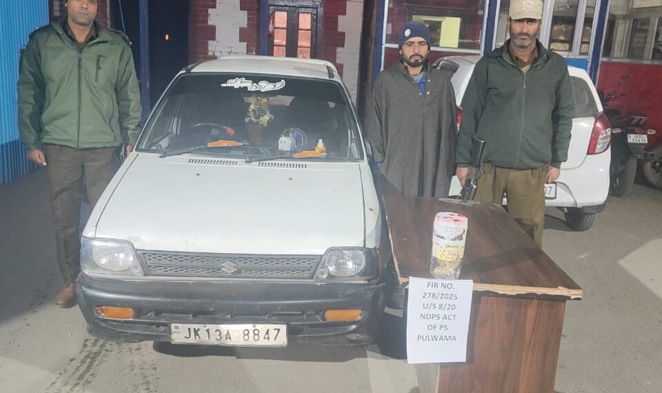 Police arrests drug peddler in Pulwama; Contraband substance recovered