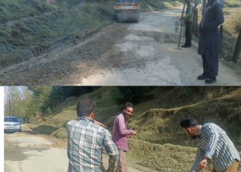 R&B Division Handwara macadamises road to Baderkali Temple ahead of Mahanavami