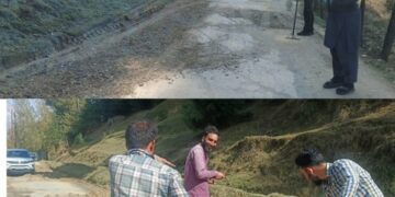 R&B Division Handwara macadamises road to Baderkali Temple ahead of Mahanavami