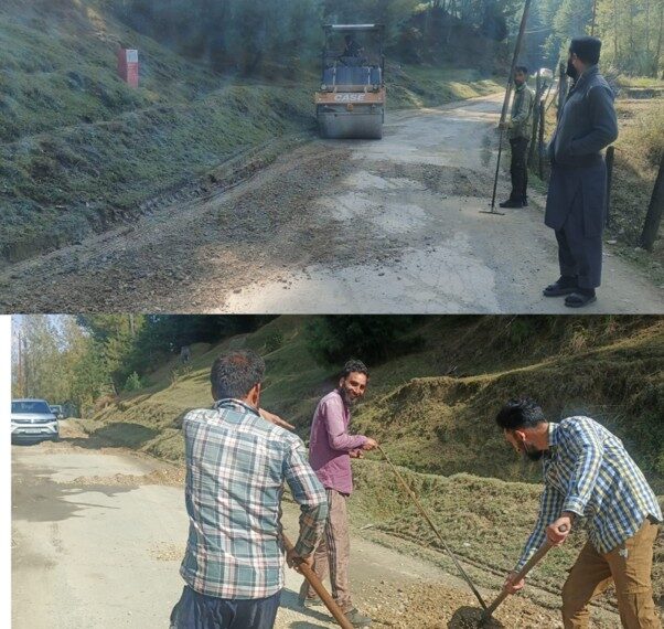 R&B Division Handwara macadamises road to Baderkali Temple ahead of Mahanavami