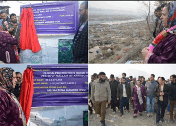 Sakeena Itoo lays foundation stones for multiple flood mitigation projects across Kulgam district