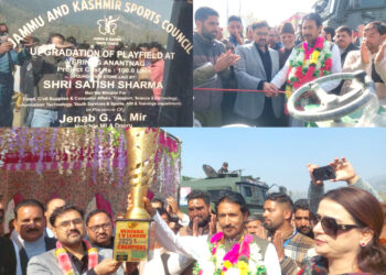 Satish Sharma lays foundation stone for upgradation of playfield at Dooru Verinag