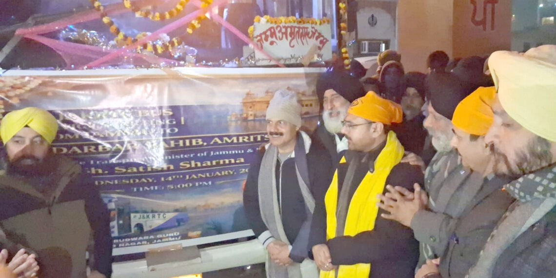 Satish Sharma flags off J&KRTC Jammu–Amritsar bus service to Sri Darbar Sahib