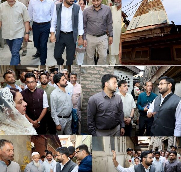 DC Srinagar reviews renovation works at Narayan Temple Bulbul Lanker under Heritage Conservation scheme