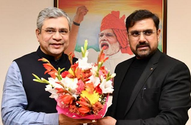 Satish Sharma calls on Union Minister Ashwini Vaishnav