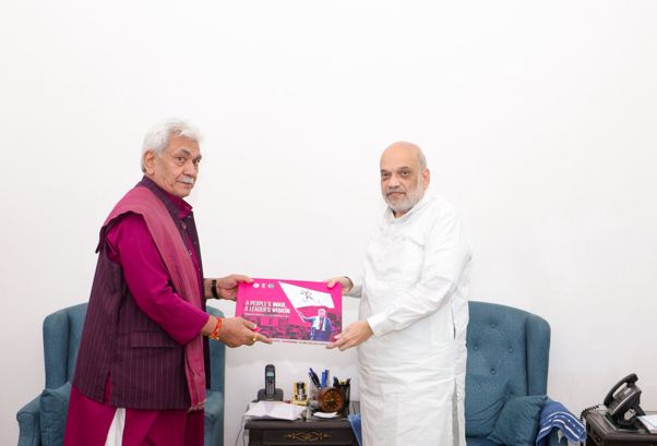 LG Sinha meets HM Amit Shah, Presents Anti-Drug Policy Brief