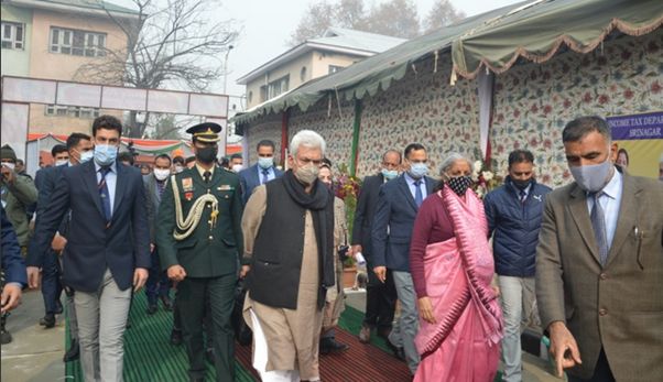 Union Fin Minister Sitharaman, LG Sinha inaugurate new Aayakar Bhawan cum residential complex at Srinagar