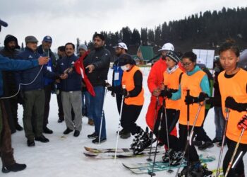 Sprint Event for Sking Mountaineering of women held at Gulmarg