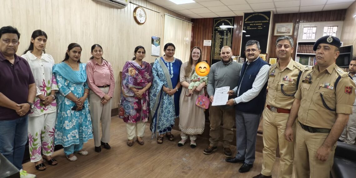 Udhampur admin facilitates maiden Inter-Country Adoption under Mission Vatsalya