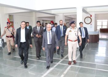 Union Home Secy Bhalla with Dir IB Deka in attendance attend high level meeting at PHQ Srinagar