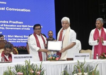 Union Minister Pradhan, LG Sinha, Union MoS Dr Jitendra attend 6th Convocation at IIM Jammu
