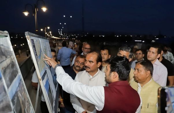 Union MoS Ajay Tamta inspects Tawi River front Project in Jammu