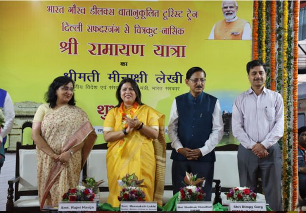 Union MoS Meenakshi Lekhi flags off Bharat Gaurav Deluxe AC Tourist train for Ramayana Yatra” from Safdarjung Delhi