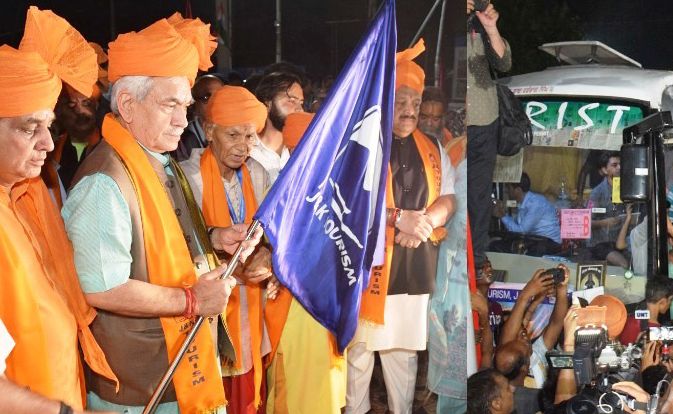 LG flags off the first batch of Amarnath Yatris, Prays for peace, prosperity & a safe spiritual journey of Yatris