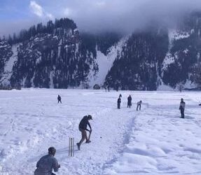 Youth play cricket in snow-covered field in Gurez to promote tourism
