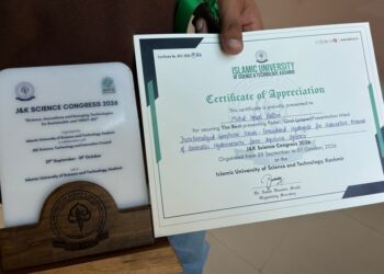 NIT Srinagar Scholar Mohd Iqbal Rather Wins Best Poster Award at J&K Science Congress