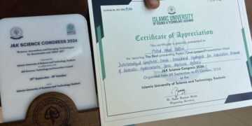 NIT Srinagar Scholar Mohd Iqbal Rather Wins Best Poster Award at J&K Science Congress