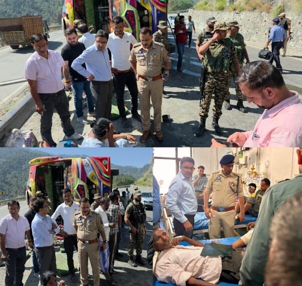Bus turns turtle on NH-44 at Marog; District Admin Ramban launches rescue operation
