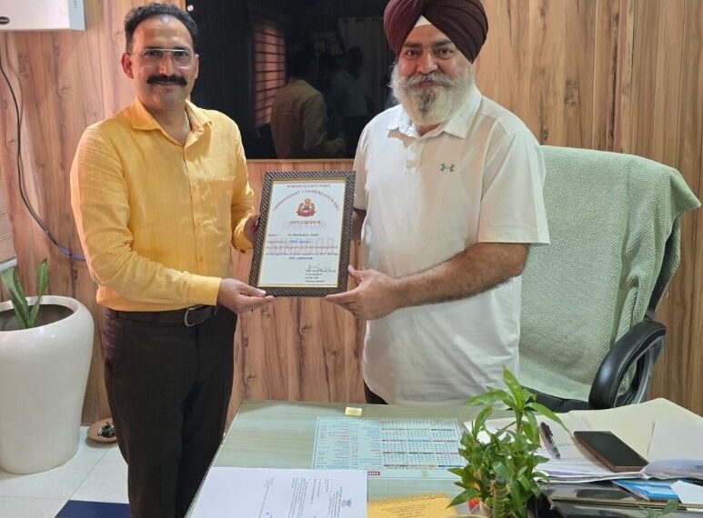 CMO Jammu honoured with Ops Sindoor Commandant Commendation Roll by 101 Bn. BSF
