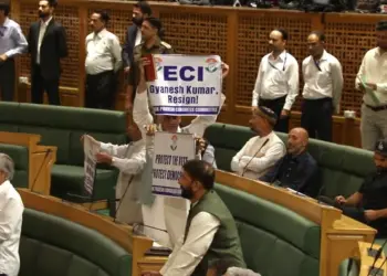 Cong MLAs protest against ECI chief in J&K Assembly, Speaker warns of action