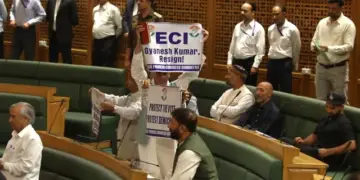 Cong MLAs protest against ECI chief in J&K Assembly, Speaker warns of action