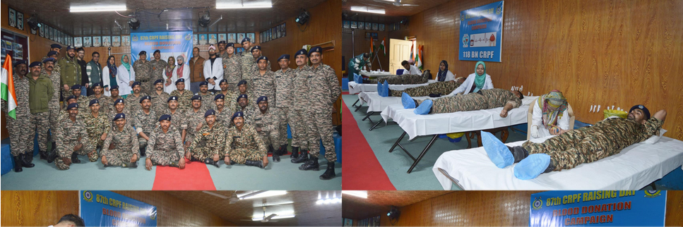 CRPF 118 Battalion Organizes Blood Donation Camp in G’bal on 87th Raising Day