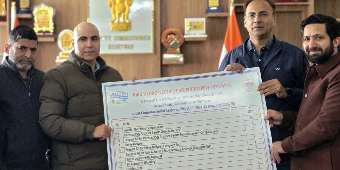 DC Kishtwar hands over essential medical equipment, nutritional/health supplements to district health deptt