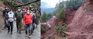 DC Ramban inspects sinking road at Gandhari, directs to speed up restoration work