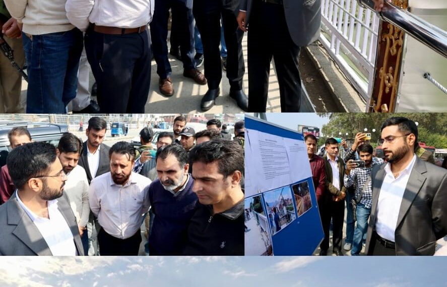 DC Srinagar inspects fencing, upgradation work on Budshah Bridge