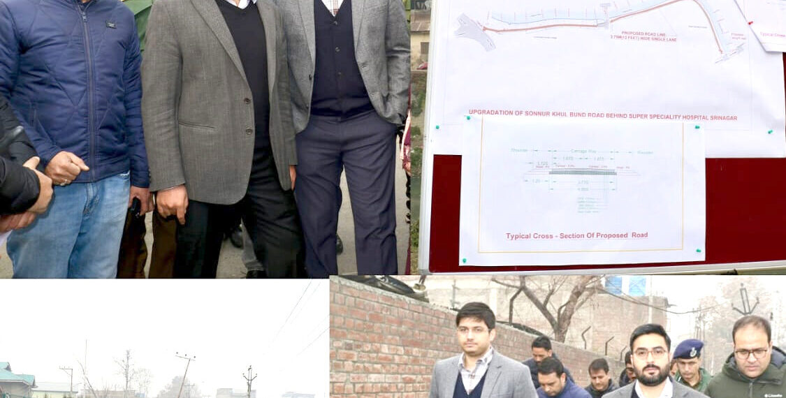 DC Srinagar, SMC Commissioner inspect initiation of work on Nawab Bazar- Darish Kadal corridor for decongestion of traffic