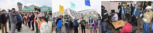 Advisor Farooq Khan inspects ongoing renovation, up gradation works at Bakshi stadium, Indoor stadium