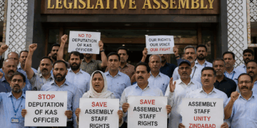 *Assembly staff protests against deputation of KAS officer*