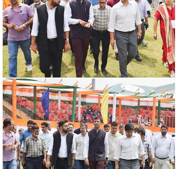 Div Com Kashmir inspects preparations for Independence Day Celebrations at Bakshi Stadium