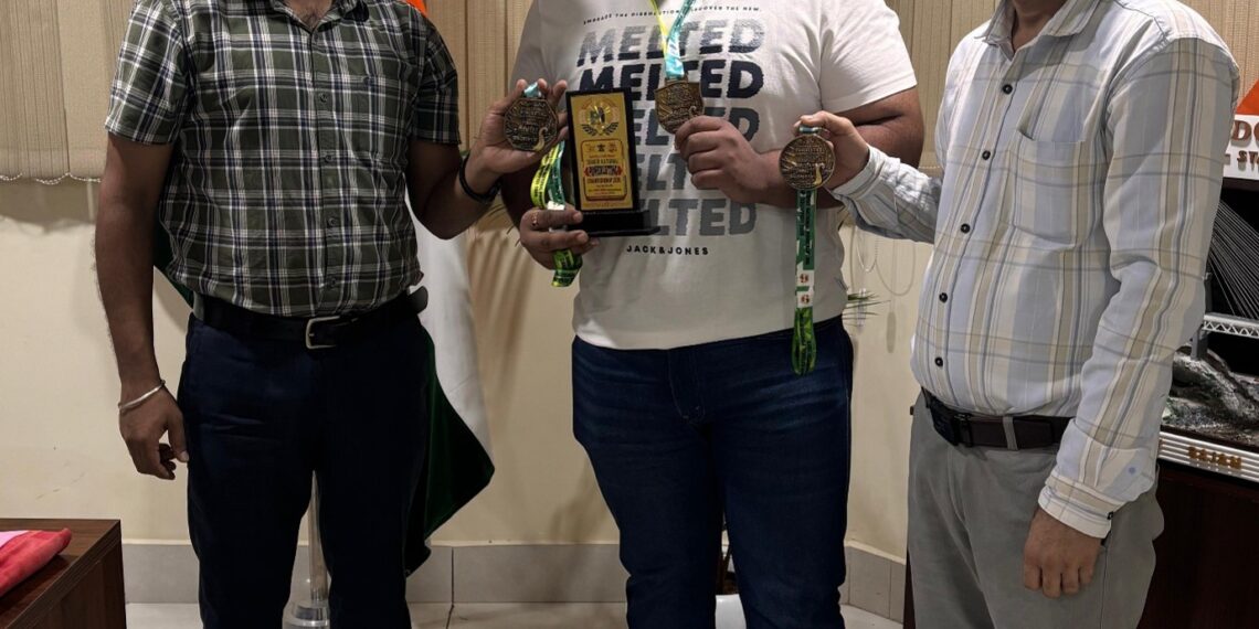 Jammu Division’s Gaurav Sharma Felicitated for Winning Gold in Senior National Powerlifting Championship