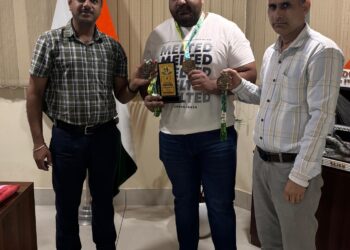 Jammu Division’s Gaurav Sharma Felicitated for Winning Gold in Senior National Powerlifting Championship