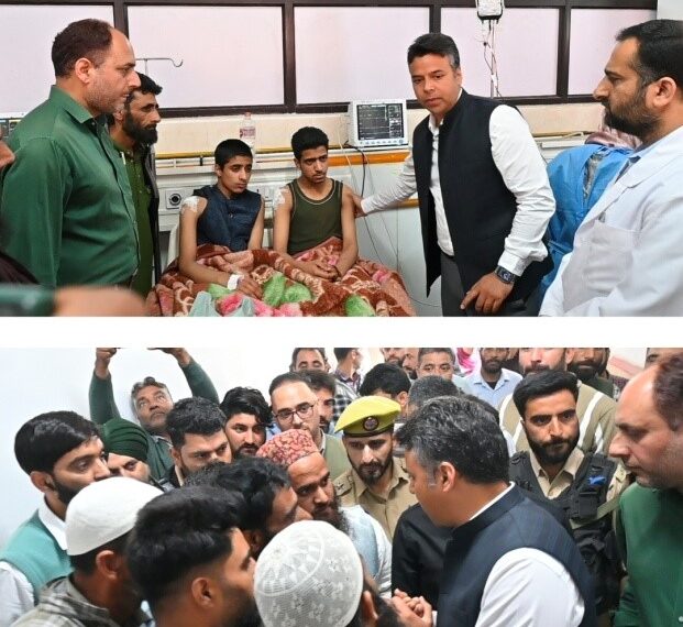 DC visits fire injury victims at GMC Anantnag