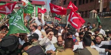 INDIA bloc holds joint protest in Srinagar against CEC, BJP government