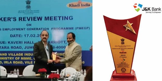 J&K Bank bags Khadi India Award for PMEGP, among top 4 banks in the country
