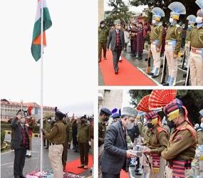 Justice Magrey unfurls National Flag, takes salute at High Court Complex Srinagar