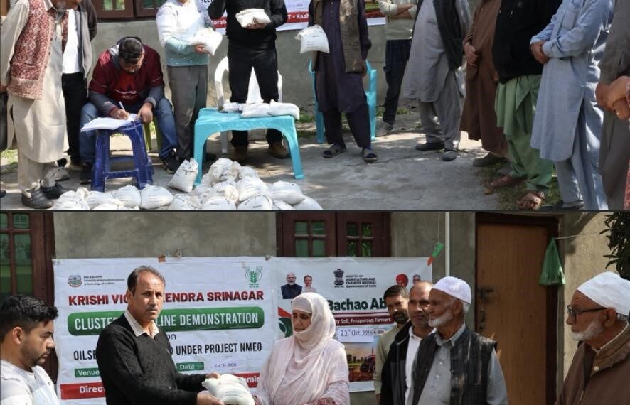 KVK Srinagar distributes oilseed seeds, inputs in Khunmoh under national mission