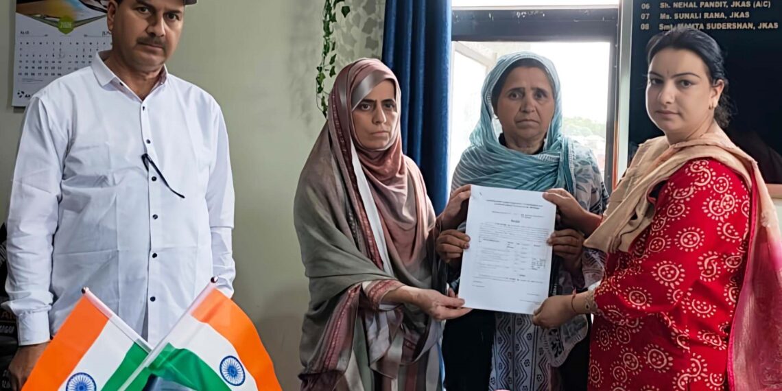 Labour Deptt Kishtwar hands over ₹20 lakh compensation to family of deceased labourer