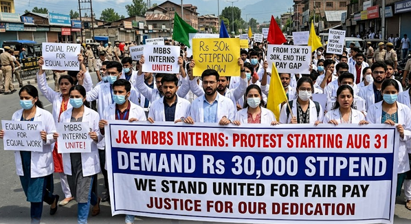 MBBS interns across J&K to protest from Aug 31, demand Rs 30,000 stipend
