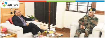 GOC Maj Gen SPS Vishwasrao meets J&K Bank MD & CEO