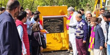 MLA Sajjad Shaheen lays foundation stone of ₹1.96 crore Lamber Road to connect the area with NH-44