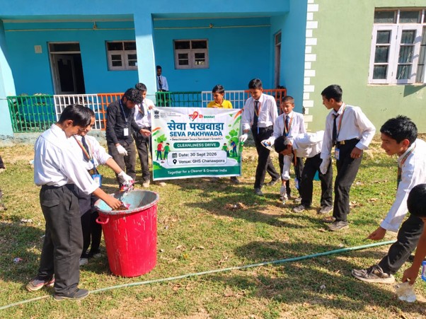 MY Bharat Budgam Organises Cleanliness Drive at GHS, Chanapora, Beerwah, Budgam, Under Seva Pakhwada