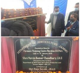Navin lays foundation stone for ‘Farmers’ Training Center’ at R S Pura Jammu