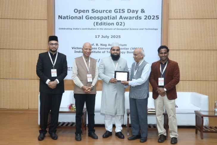 NIT Srinagar faculty member Dr. Moiz Khan honoured with ‘National Geospatial Emerging Faculty Fellow Award’
