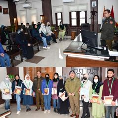 Police felicitates position holders of 12th class examination in Srinagar